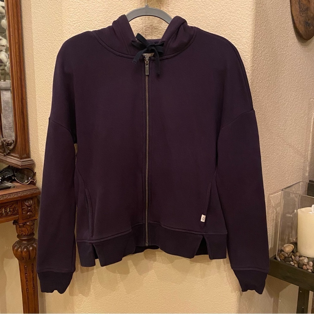 UGG Women Navy Fleece Lined Zipped Hoodie Jacket Size Medium